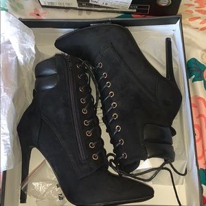 black heeled booties